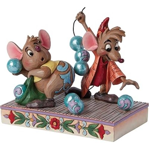 Enesco Disney Traditions Collection by Jim Shore Cinderella Jaq and Gus with Beads Figurine- Stone Resin Hand Painted Crafted Collectible Disney Princess Figurines Home Decor Statue, 5.5 Inch