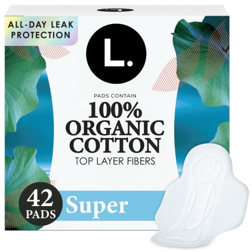 L. Organic Cotton Top Layer Ultra Thin Pads - Super Absorbency - 42ct
