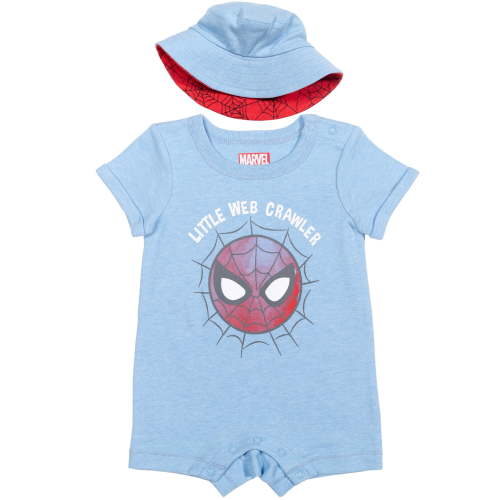 Marvel Spider-Man Romper and Bucket Sun Hat Newborn to Infant