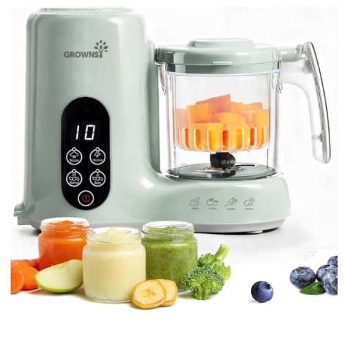 GROWNSY Baby Food Maker with Steam Basket- Green