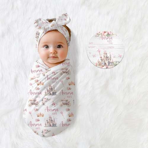 Princess Swaddle, Princess Swaddle Bundle Option, Personalized Swaddle Blanket, Princess Baby Swaddle, Princess Birth Announcement Sign, G73