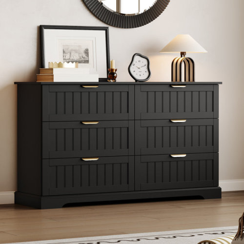 Ebern Designs 6 Drawers Dresser, 53.15"W Modern Chest of Drawers with Metal Handle & Reviews | Wayfair