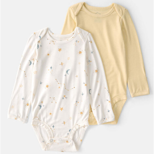 Baby 2-Pack Constellation PurelySoft Bodysuits - Yellow/Cream | Carter's