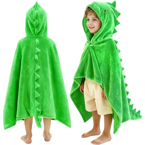 Hiturbo Kids Dinosaur Bath Towel: Soft Fleece Towels Hooded Poncho | 50"x30" Toddler Towel Wrap | Pool Beach Swim Cover Up | Cozy Home Wearable Blanket | Boys Girls 3-12 Years