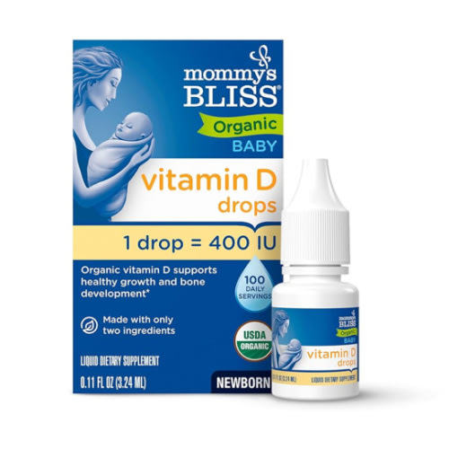 Mommy’s Bliss Organic Vitamin D Drops - Infants and Newborns - Supports Growth and Bone Development - Easy Use - 400 IU Per Drop - 100 Daily Servings
