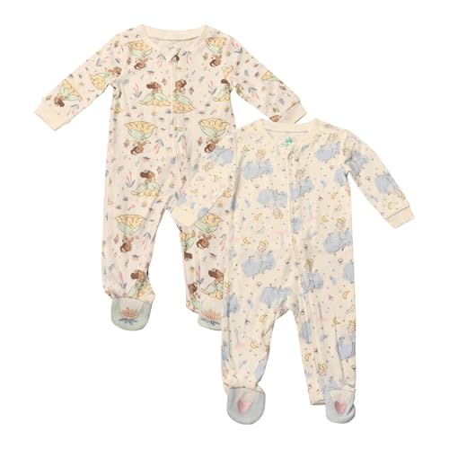 Magic Threadz Disney Clothes Baby Girls 2-Pack Quilted Footie Coveralls - Minnie Mouse and Princess Bodysuits (0/3M-6/9M)