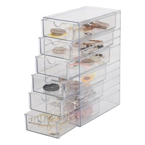 Unique Bargains Multi-layer Hair Accessories Organizer with 6 Drawers Clear 1 Pc