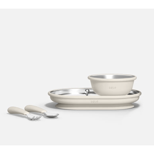 Stainless Mealtime Essentials - 4pc Set - Oatmeal