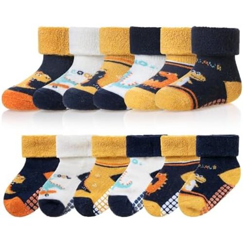 Baby Wool Floor Socks Soft Winter Warm Thick Non slip Toddler Boys Girls Crew Neck Socks 6 pairs