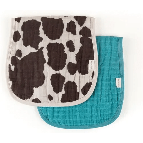 Itzy Ritzy Set of 2 Baby Burp Cloths – Ultra-Soft Absorbent Burping Cloths for Babies - Made of 100% Cotton Muslin and Generously Sized with Trendy Coordinating Prints – Machine Washable (Cow Print)