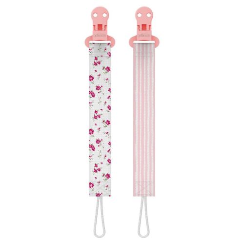Dr. Brown's Ribbon Pacifier Clips - Flowers/Stripes - 2pk