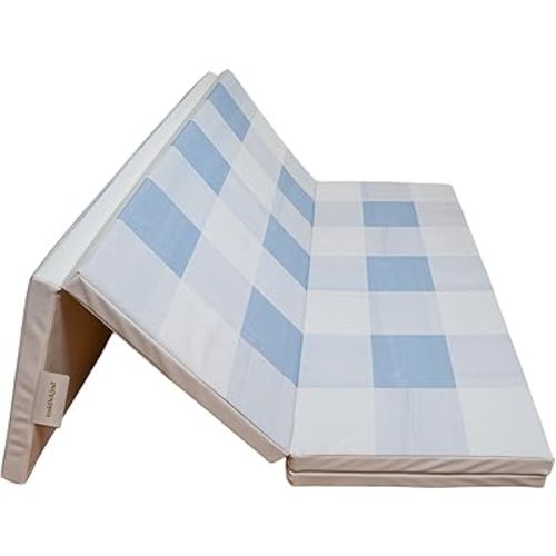 Toddlekind Tumble Mat – Foldable Memory-Foam Play Mat 4 × 6 ft – Cushioned Tumbling, Non-Toxic & Vegan Leather, Easy-Wipe, Portable Play Gym Mat
