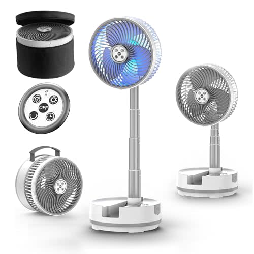Socool 20000mAh 8" Portable Fan Battery Operated Fans, Oscillating Charging Fan, Remote Control LED Light, 112 Hours Working Portable Foldable Fans for Camping Travel Outdoor