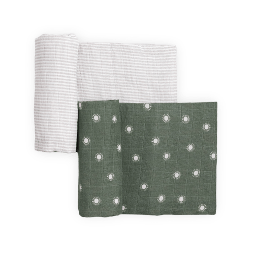 Organic Cotton Muslin Swaddle Blanket 2 Pack - Sage Suns