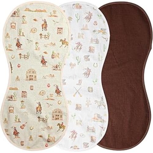 3 Pcs Changing Pad Liners Fits in Peanut Shape Changing Pad Waterproof Diaper Mats Organic Cotton Peanut Mats are Warm on Baby's Back, Washable Reusable (Cowboy,Mixed Color)