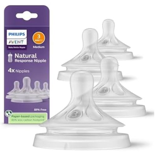 Philips Avent Natural Response Nipples, Medium Flow, BPA-Free, 4-Pack