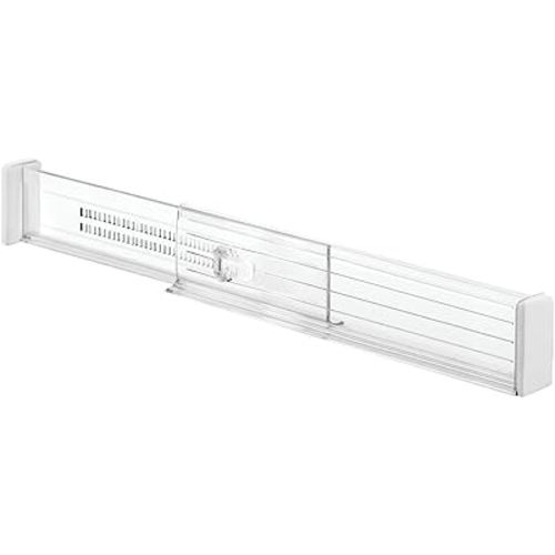 iDesign Plastic Drawer Dividers, Deep Adjustable Drawer Organiser System Made of Durable Plastic, Set of 2 Drawer Inserts for Wardrobe, Clear, 62420EU