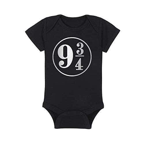 Wizard Baby Onesie - 9 3/4, Nine and Three Quarters (6-12 Month - Black Fabric - Silver Design)