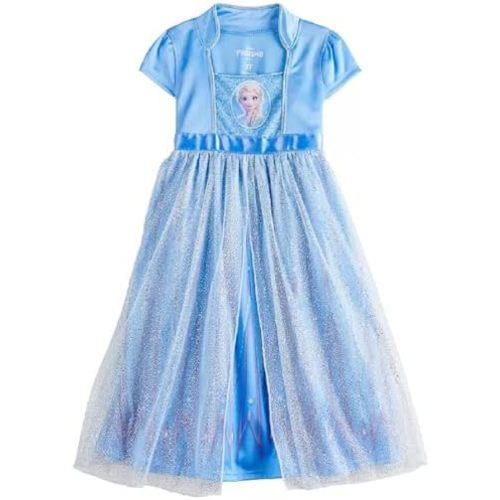 Disney Girls' Princess Dress Nightgown, Fantasy Gown, Soft & Cute Pajamas for Kids