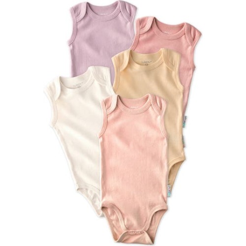 Sam Assorted 5-Pack Sleeveless Organic Cotton Bodysuits, 0-3M