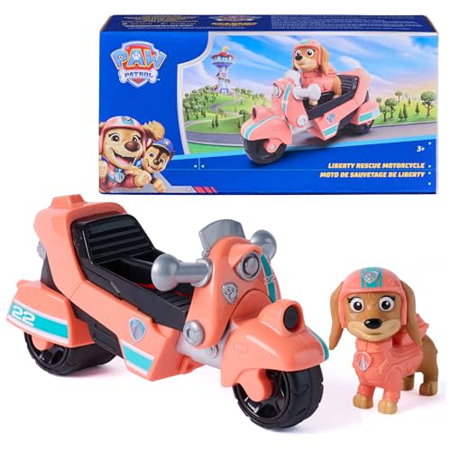 Paw Patrol Liberty Rescue Motorcycle Bike Toy and Action Figure | Sustainably Minded Toy, Sleek City Rescue Motorcycle, Rolling Wheels, Liberty Figure, Kids Toys for Boys & Girls Ages 3+
