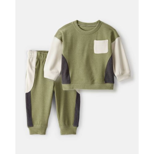Baby Boy 2-Piece Colorblock Pullover Sweatshirt & Joggers Set - Green - Carter's | Carter's