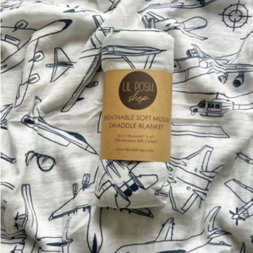 USAF Zoom + Boom Bamboo/Cotton Muslin Swaddle Blanket – LIL POSH SHOP