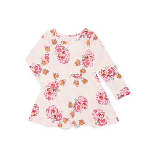 Strawberry Shortcake Toddler Girls Long Sleeve All Over Print Dress, Sizes 12M-5T