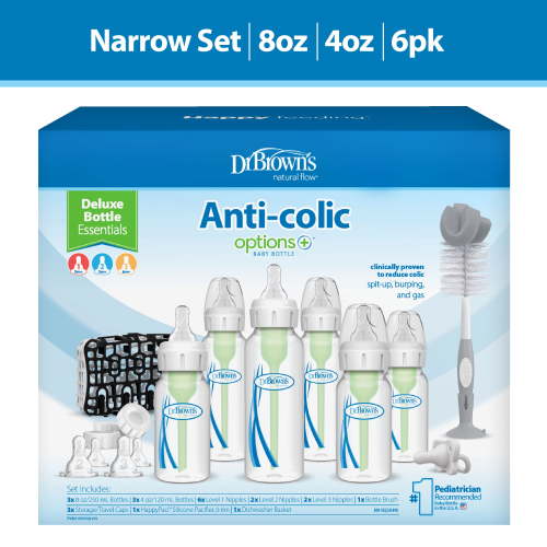Dr. Brown's Natural Flow Anti-Colic Options+ Deluxe Bottle Essentials Gift Set, BPA Free, 0m+