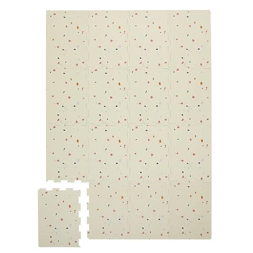 3 Sprouts Baby Foam Play Mat - Soft Foam Floor Tiles for Kids with Interlocking Puzzle Mats for Toddler Playroom - Safe 100% EVA Pads, Non-Toxic Waterproof Playmat - Terrazzo Cream