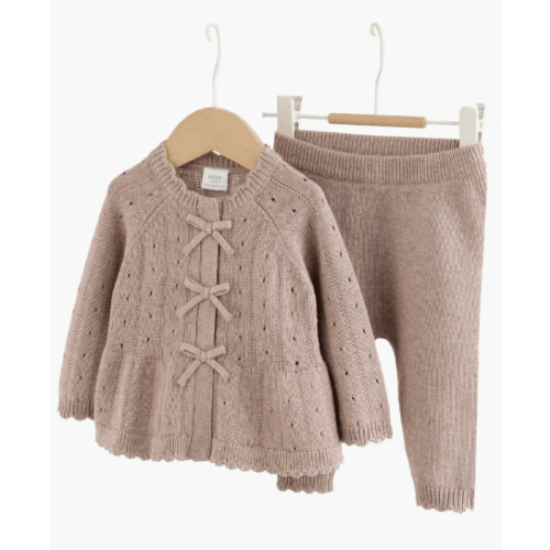 Kids' 2-Piece Knitted Peplum Cardigan & Leggings Set