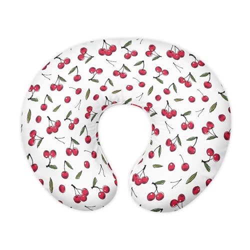 Drnuikhe Cherry Nursing Pillow Cover for Baby Girl Boy Removable Breastfeeding Pillow Slipcover Safe and Snug for Baby Nursing Pillowcases for Moms Cock Nursing Covers Red