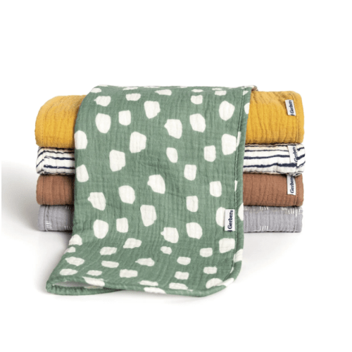 5-Pack Baby Neutral Teal Dots Muslin Burp Cloths