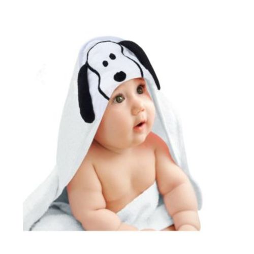 Snoopy Baby/Infant Cotton Hooded Bath Towel - White