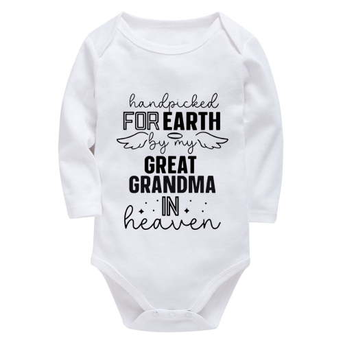 Handpicked for Earth By My Great Grandma in Heaven Cute Newborn Boy Clothes Long Sleeve Baby Bodysuit Neutral White Onesie F