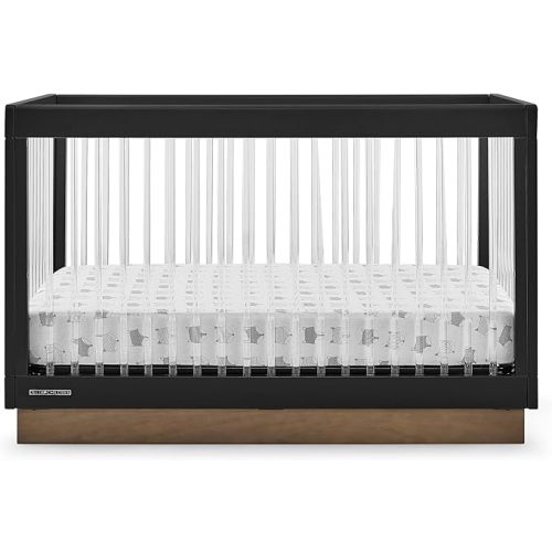 Delta Children James Acrylic 4-in-1 Convertible Crib - Greenguard Gold Certified, Midnight Grey/Acorn