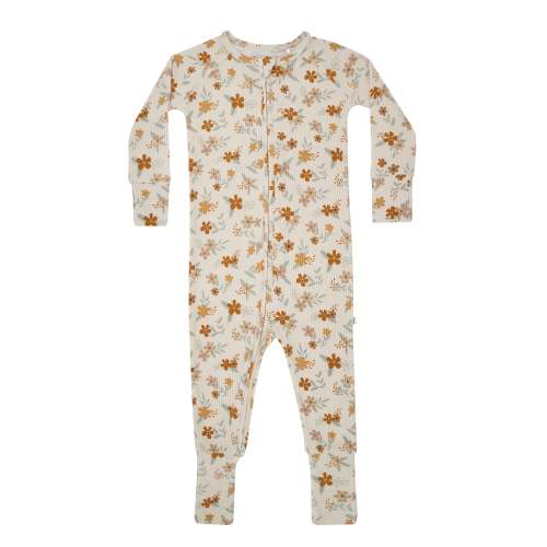 Autumn Floral Small Ribbed Zip Romper