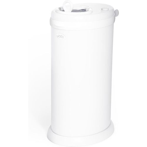 Ubbi Stainless Steel Diaper Pail, No Special Bags, Odor-Locking, White