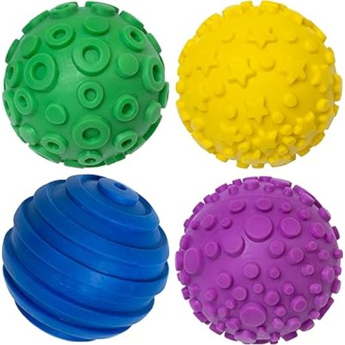 SPARK & WOW Sensory Bin Texture Twists | 4 Hollow, Tactile Balls | Twist Them Apart | Mix and Match Colors and Textures | Sensory Table Tools for Toddlers