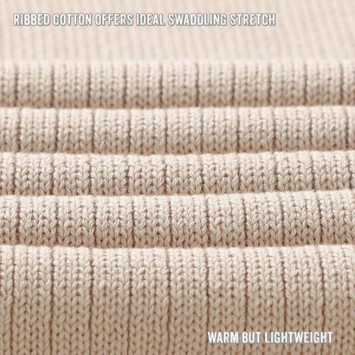 Bleu La La 100% Luxury Organic Cotton Ribbed Baby Swaddle Blanket for Newborn and Infant Boys and Girls - Oatmeal