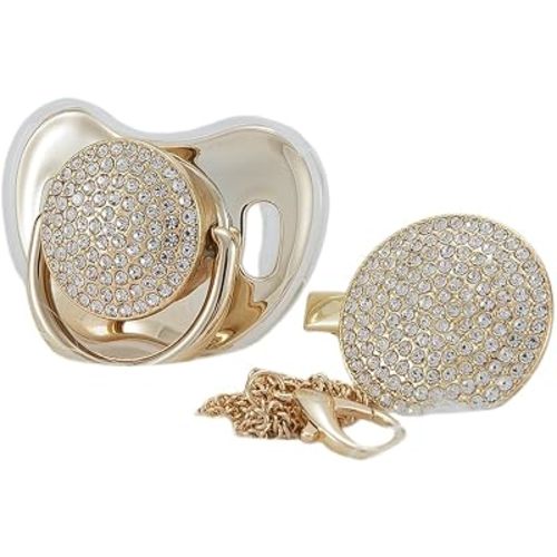 All Handmade Bling Baby Silver Gold Pink Pacifier and Clip Bling Princess Baby and 11 Colors can Choose AW
