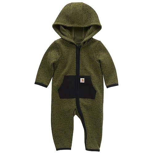 Carhartt Kid's CM5402 Long-Sleeve Zip-Front Coverall | Baby Newborn Infant Boys | 6 Months (6M) | Chive Heather
