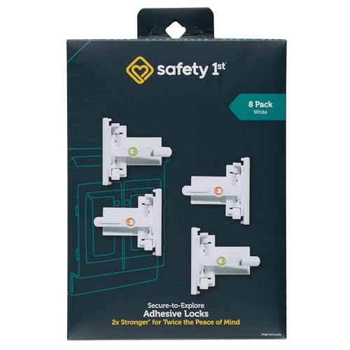 Safety 1st - Secure-to-Explore Adhesive Cabinet Locks Baby Proofing, Child Locks for Cabinets and Drawers (8 Locks), White