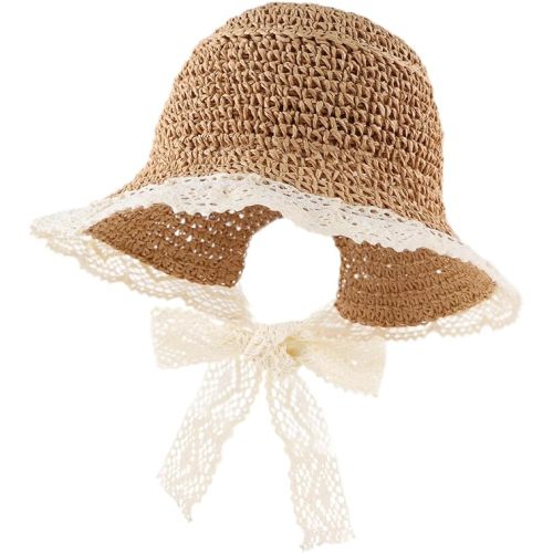 Baby Girl Straw Hat Toddler Summer Beach Hat with Lace Bow Infant Girls Sun Hats