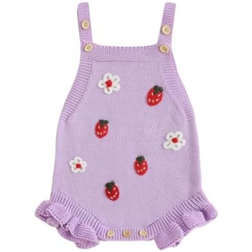 Baby Sweater Knit Romper Newborn Girl Strawberry Sweaters Onesie Overalls Fall Winter Clothes Knitted Outfit
