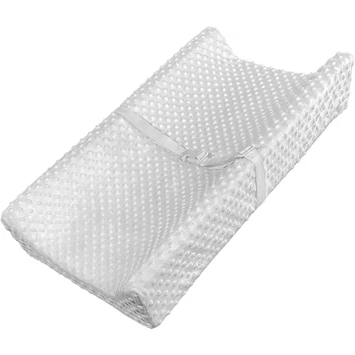 YENING Mini Baby Diaper Changing Pad for Dresser Top with Cover 27" x 16", Waterproof Lining Small Foam Contoured Changing Table Pads Topper Grey