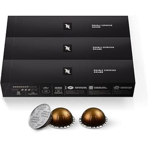Nespresso Capsules Vertuo, Double Espresso Chiaro, Medium Roast Espresso Coffee, 30-Count Coffee Pods, Brews 2.7oz.