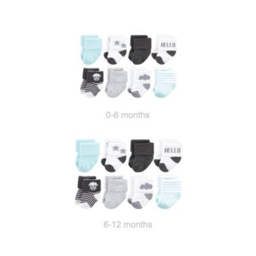 Baby Grow with Me Cotton Terry Socks, Farm 8-Pack, 0-6 and