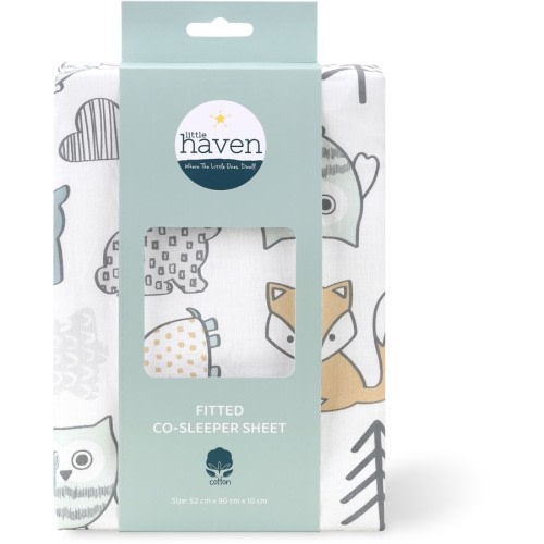 Little Haven Cotton Fitted Co-Sleeper - Woodland