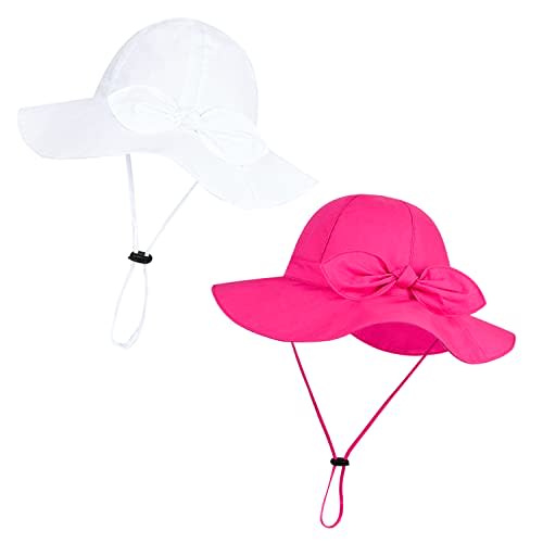 Baby Girl Sun Hat with UPF 50+ Outdoor Adjustable Beach Hat with Wide Brim Bucket Hats